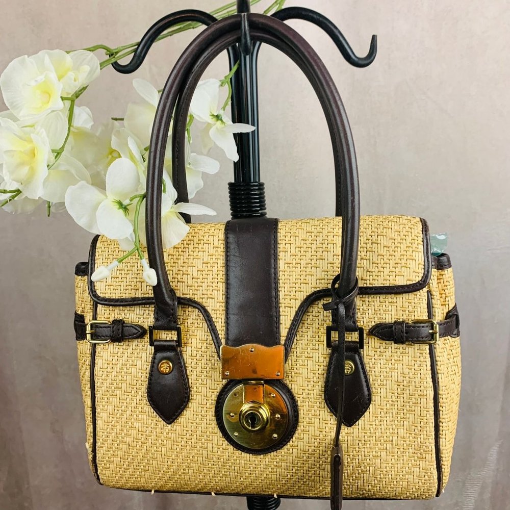 Y2K Brooks Brother Brown Straw Shoulder Bag